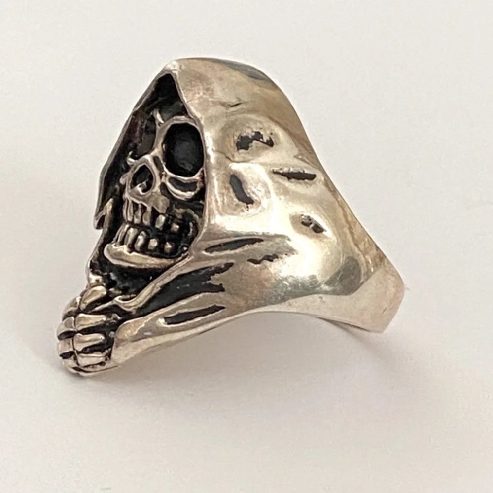925 Silver hoodie skull ring